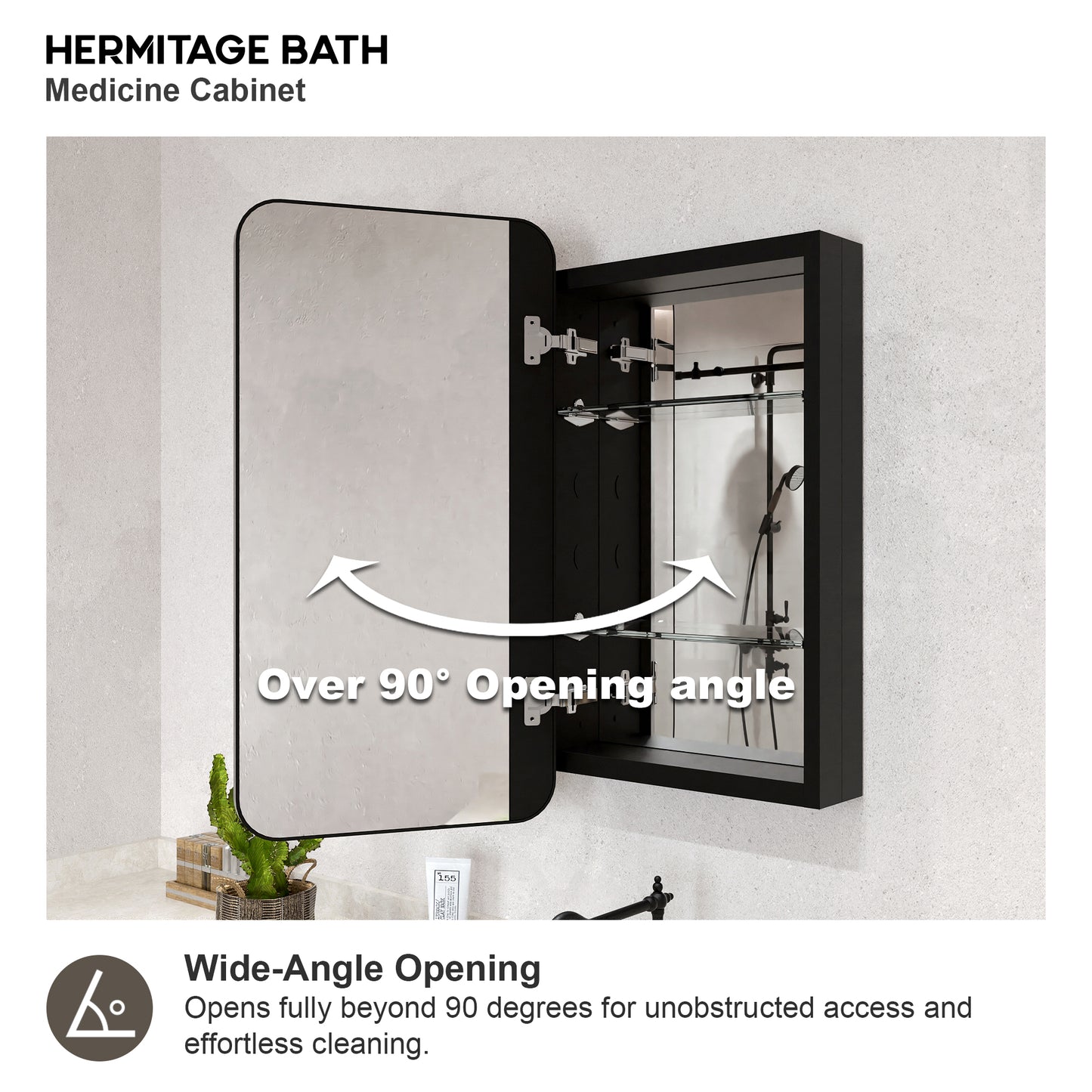 Rectangular Framed Recessed/Surface Mount Medicine Cabinet with Mirror in Matte Black