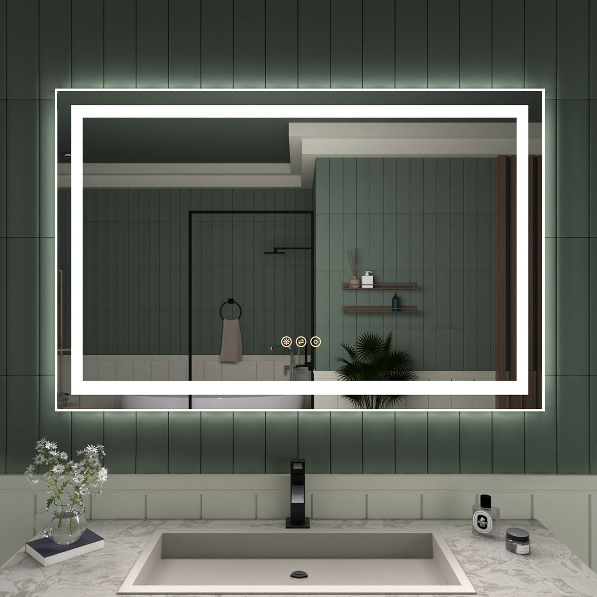 TaiMei MD04SF Frameless LED Single Bathroom Vanity Mirror in Polished Crystal