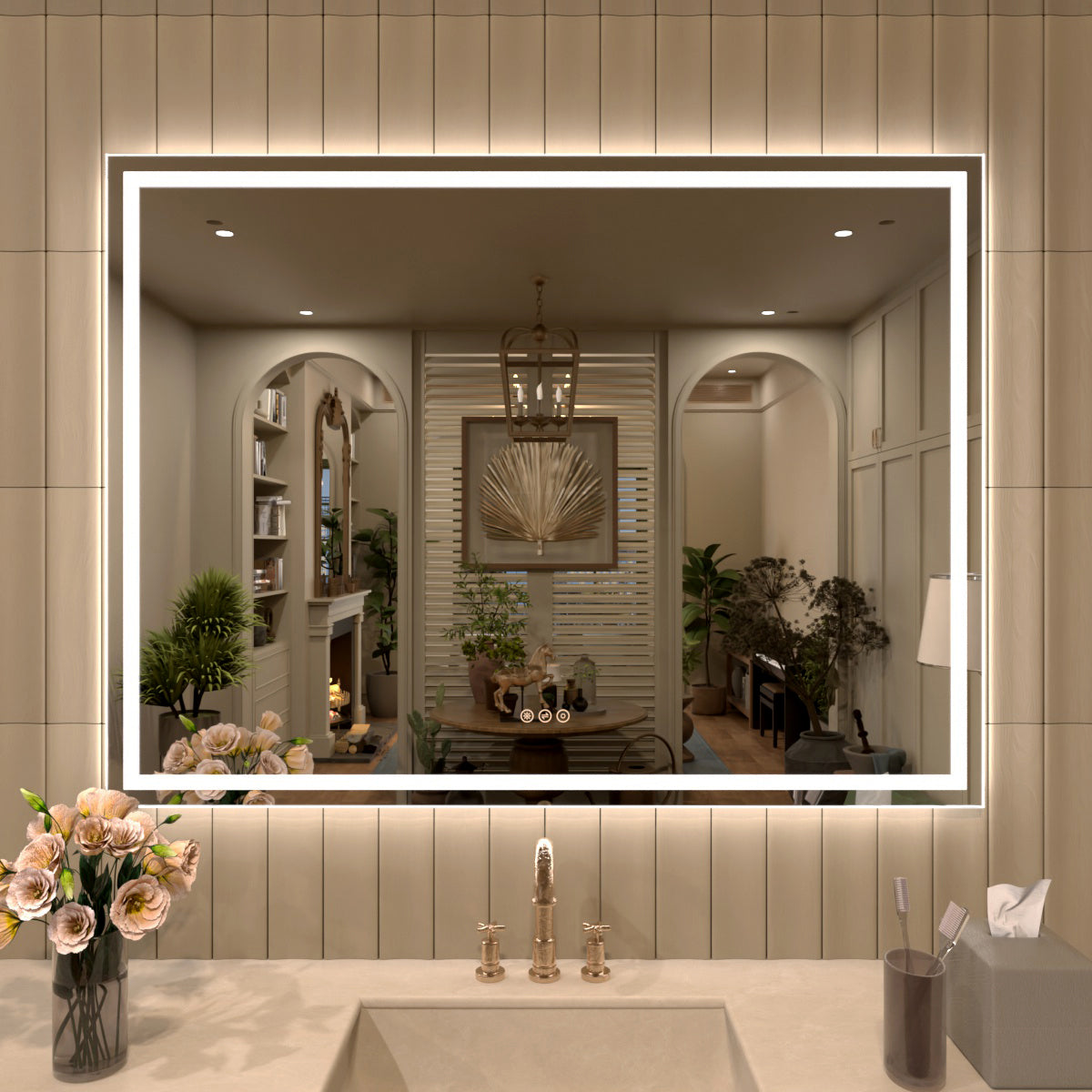 TaiMei LED Bathroom Vanity Mirror Anti-Fog Brightness Adjustable High-Definition ETL Certified