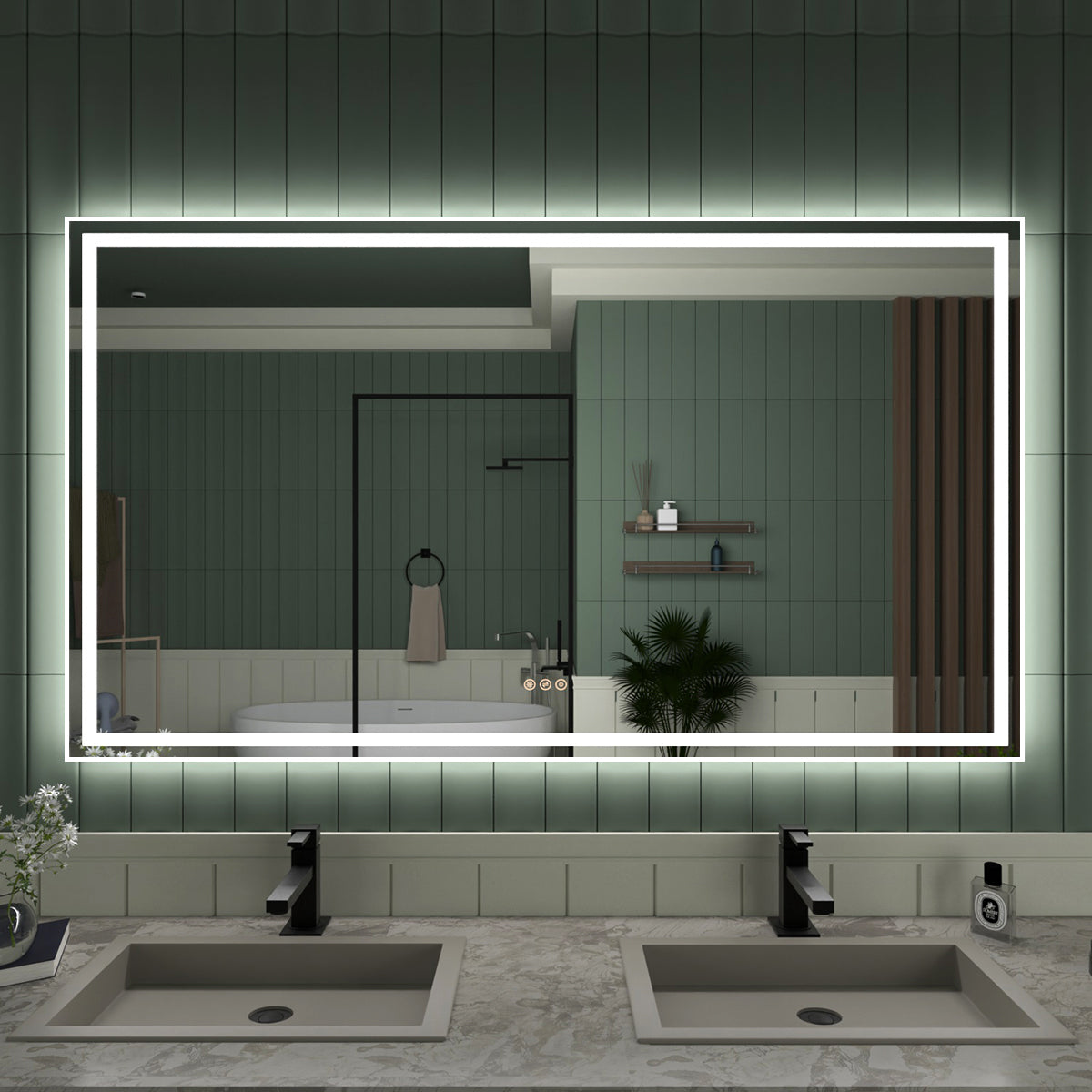 TaiMei MD04SF Frameless LED Single Bathroom Vanity Mirror in Polished Crystal