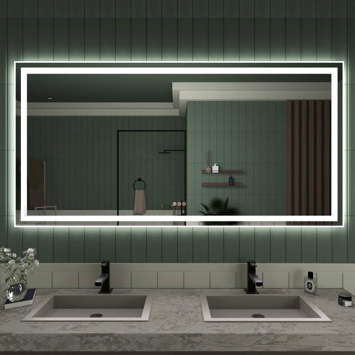 TaiMei MD04SF Frameless LED Single Bathroom Vanity Mirror in Polished Crystal