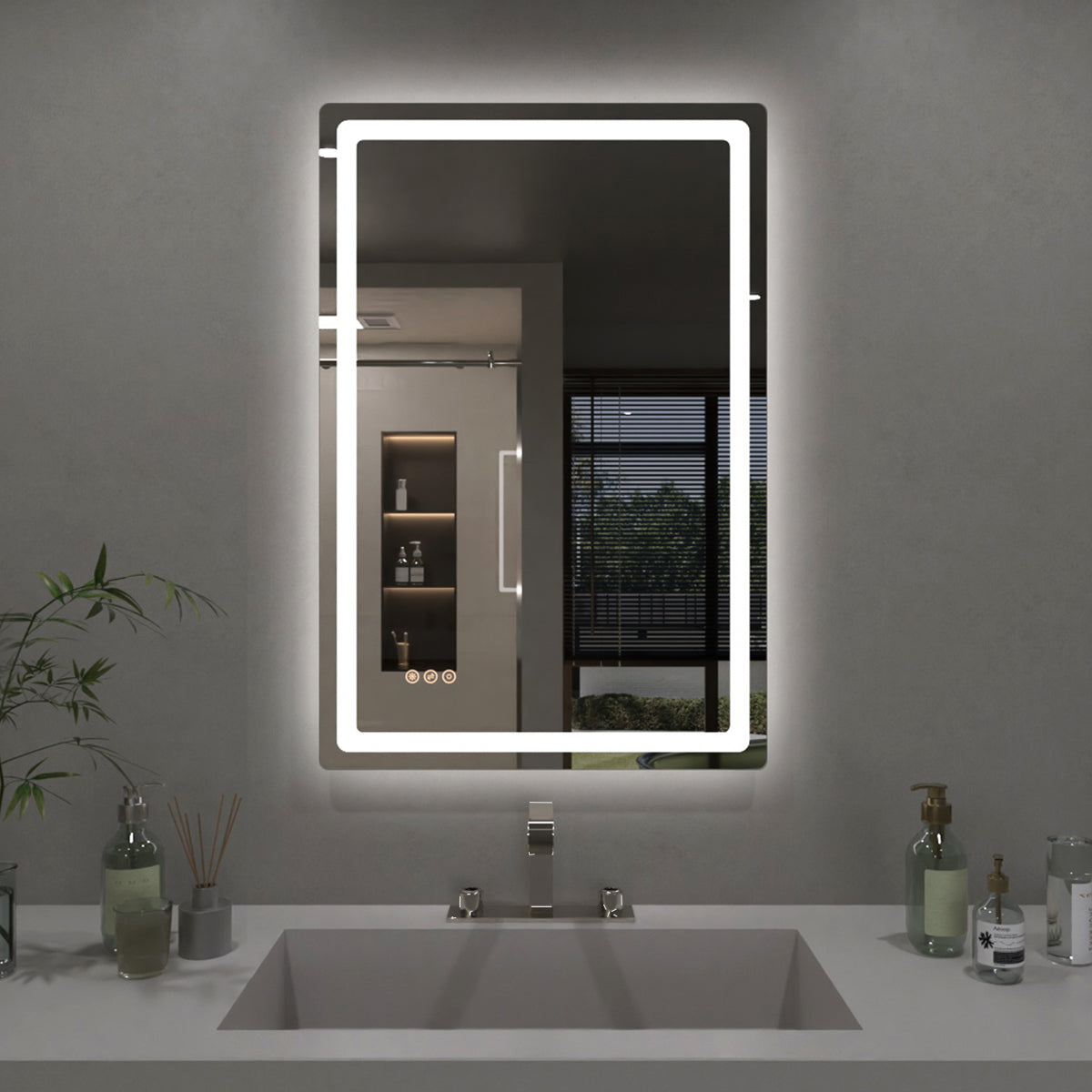 TaiMei LED Bathroom Vanity Mirror Round Corner Anti-Fog Brightness Adjustable High-Definition ETL Certified