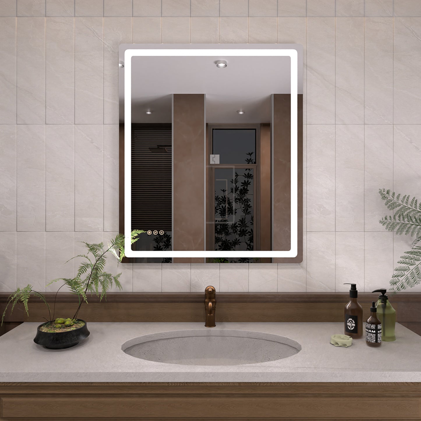 TaiMei LED Bathroom Vanity Mirror Round Corner Anti-Fog Brightness Adjustable High-Definition ETL Certified
