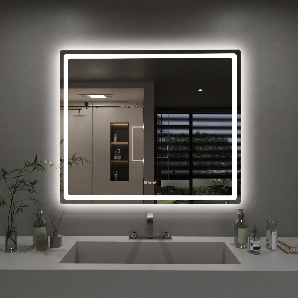 TaiMei LED Bathroom Vanity Mirror Round Corner Anti-Fog Brightness Adjustable High-Definition ETL Certified