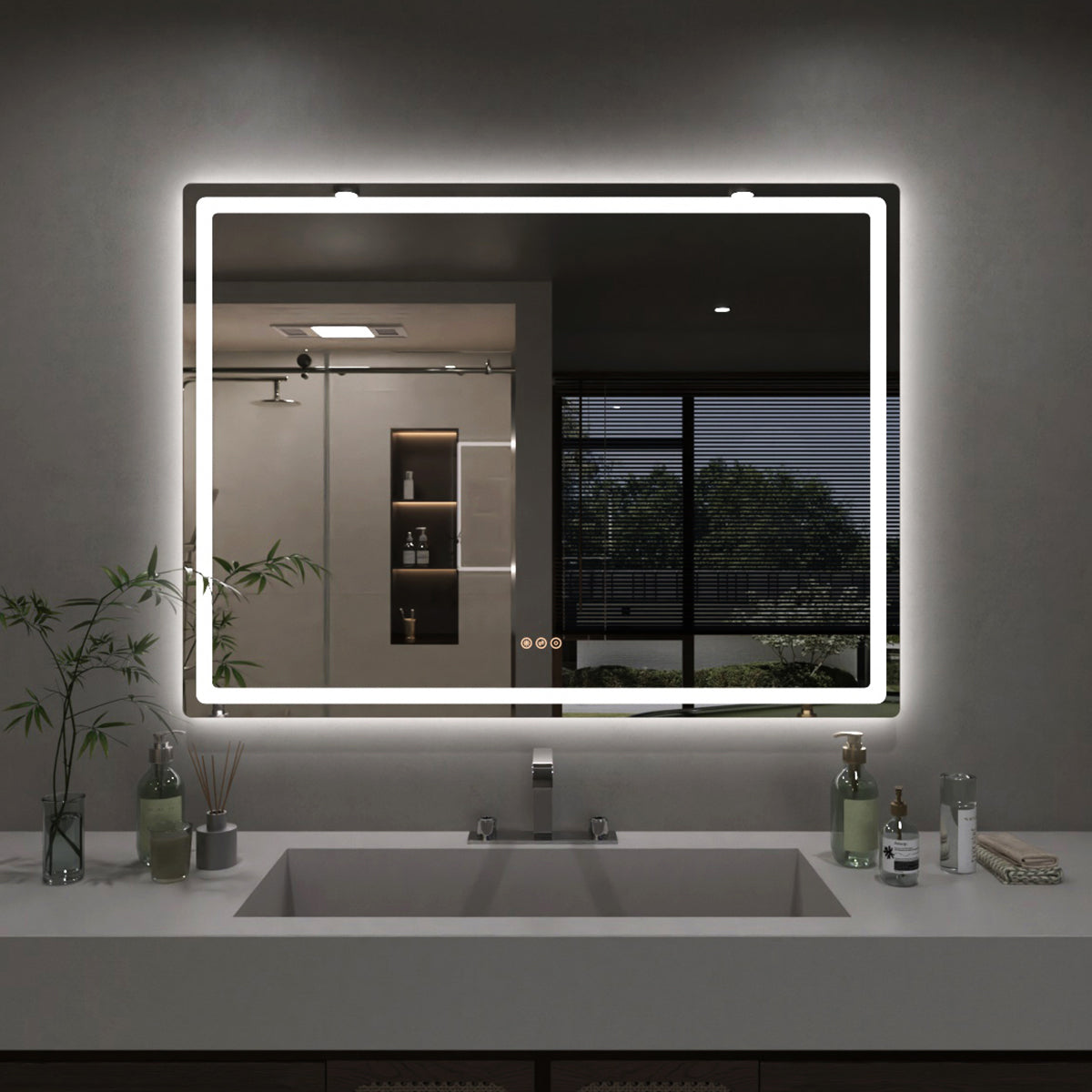 TaiMei LED Bathroom Vanity Mirror Round Corner Anti-Fog Brightness Adjustable High-Definition ETL Certified