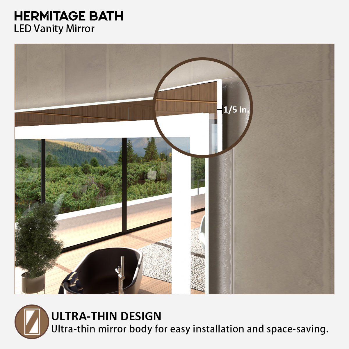 48 in. W x 36 in. H Rectangular Frameless LED Wall Bathroom Vanity Mirror