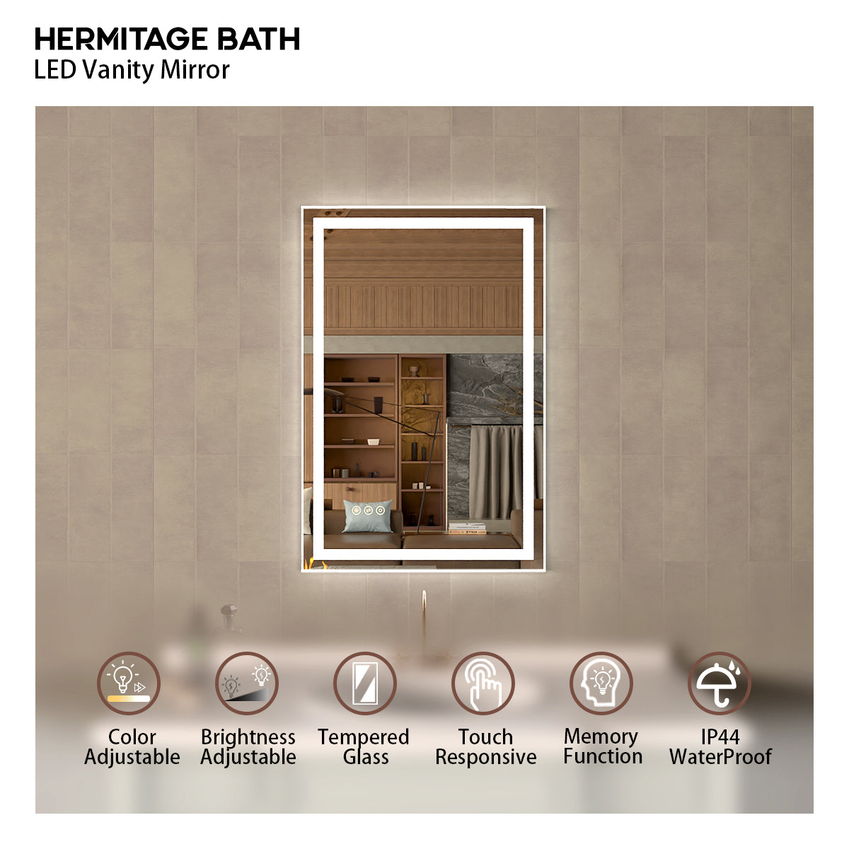 48 in. W x 36 in. H Rectangular Frameless LED Wall Bathroom Vanity Mirror