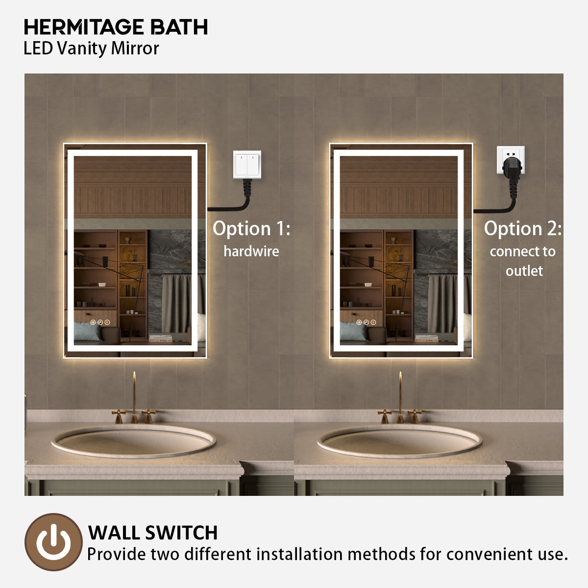 48 in. W x 36 in. H Rectangular Frameless LED Wall Bathroom Vanity Mirror