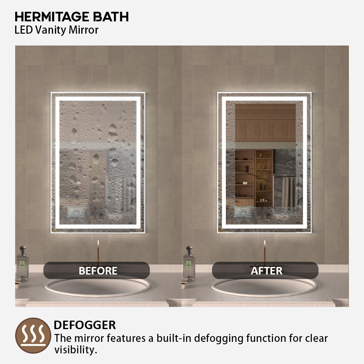 48 in. W x 36 in. H Rectangular Frameless LED Wall Bathroom Vanity Mirror