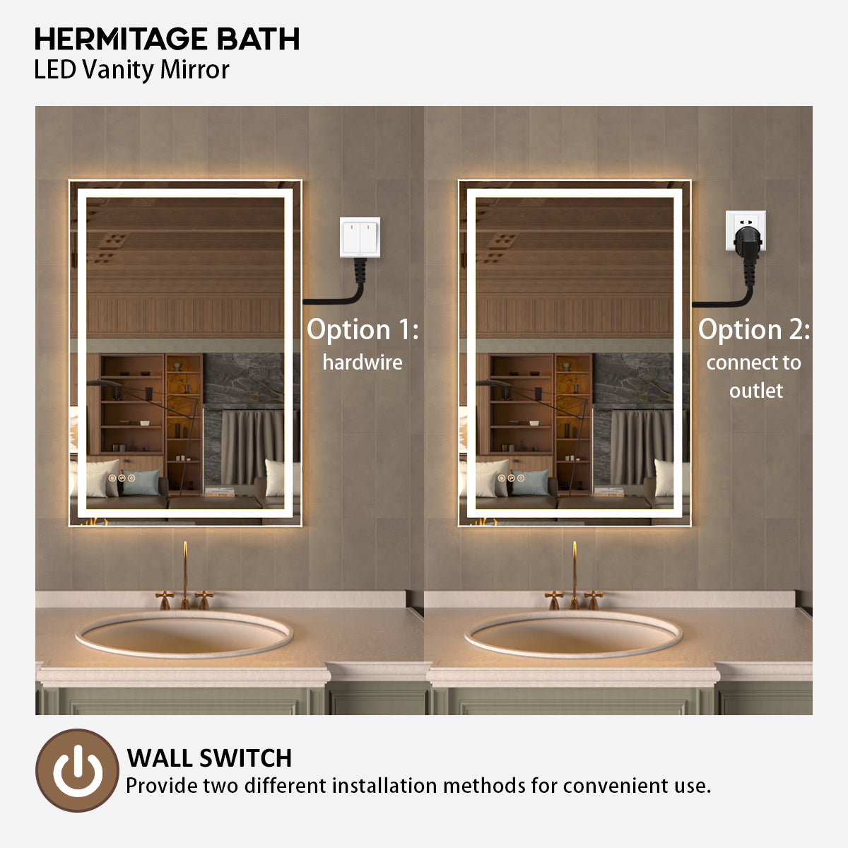 36 in. W x 36 in. H Rectangular Frameless LED Wall Bathroom Vanity Mirror