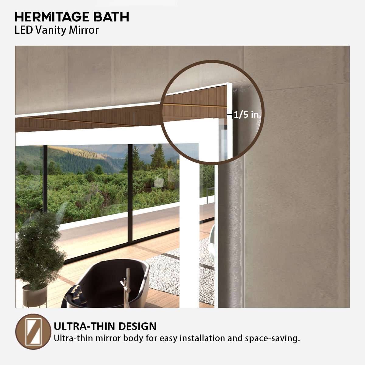 48 in. W x 36 in. H Rectangular Frameless LED Wall Bathroom Vanity Mirror