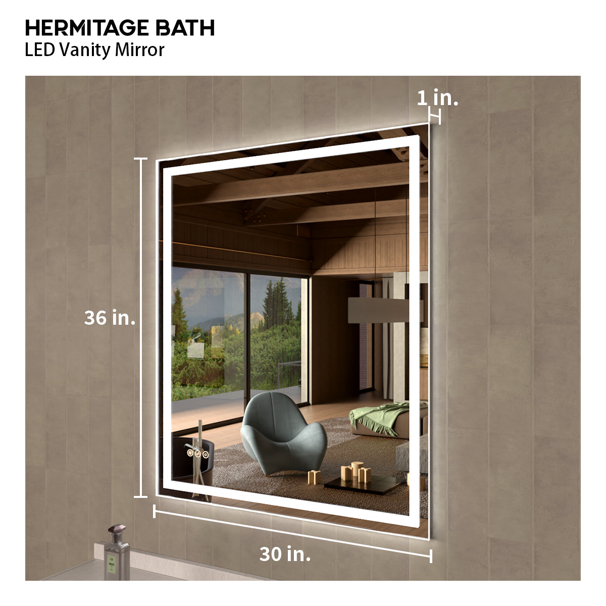 48 in. W x 36 in. H Rectangular Frameless LED Wall Bathroom Vanity Mirror