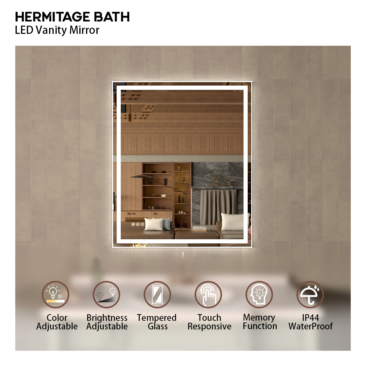 48 in. W x 36 in. H Rectangular Frameless LED Wall Bathroom Vanity Mirror