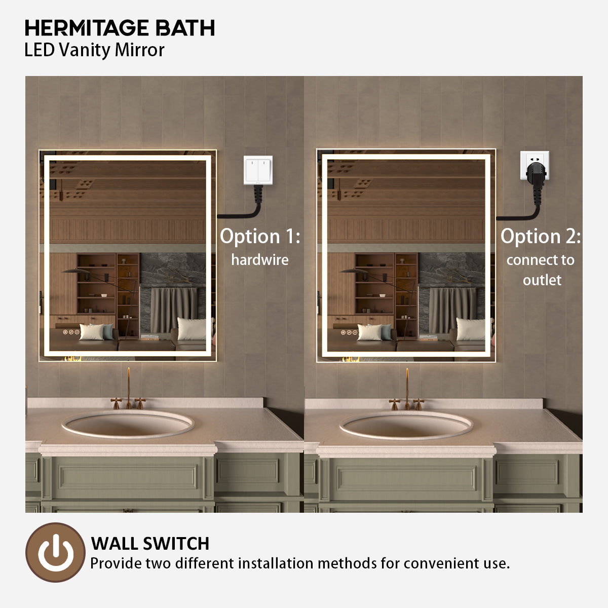 48 in. W x 36 in. H Rectangular Frameless LED Wall Bathroom Vanity Mirror