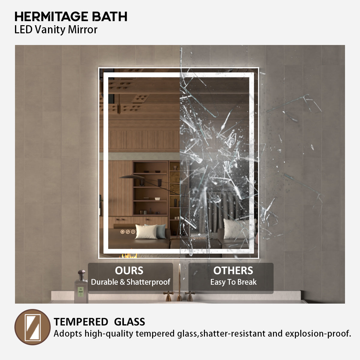 48 in. W x 36 in. H Rectangular Frameless LED Wall Bathroom Vanity Mirror