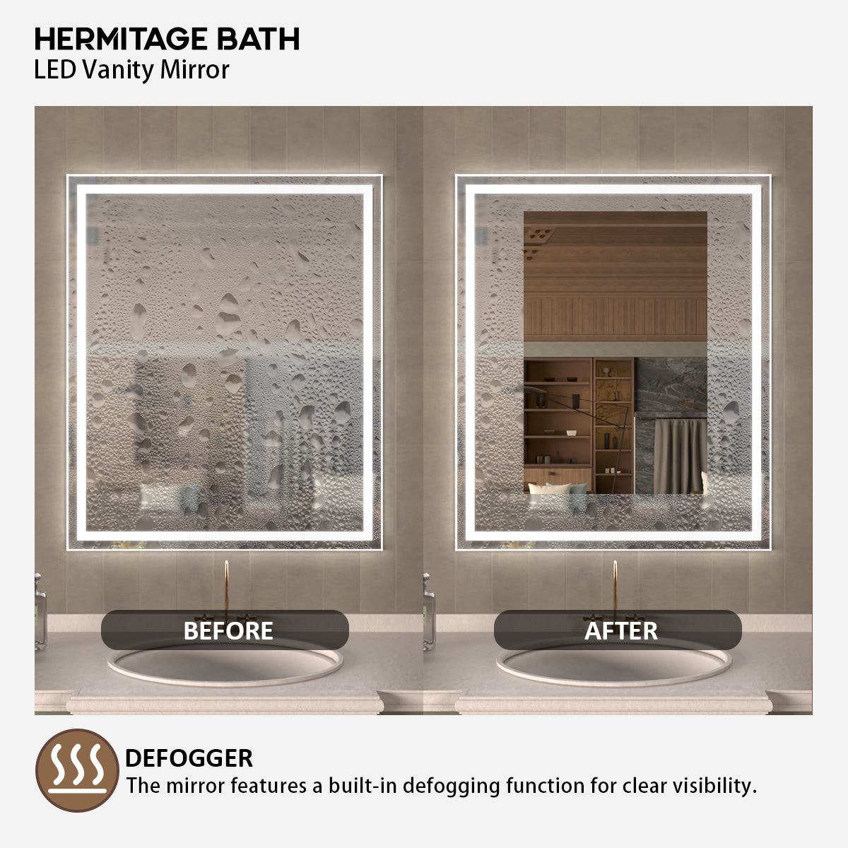 48 in. W x 36 in. H Rectangular Frameless LED Wall Bathroom Vanity Mirror