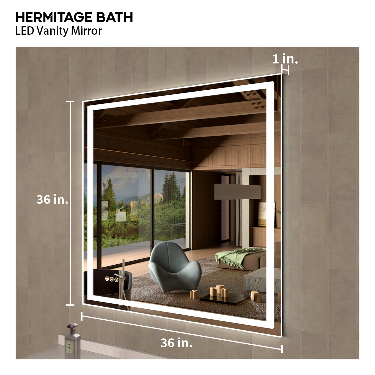42 in. W x 36 in. H Rectangular Frameless LED Wall Bathroom Vanity Mirror