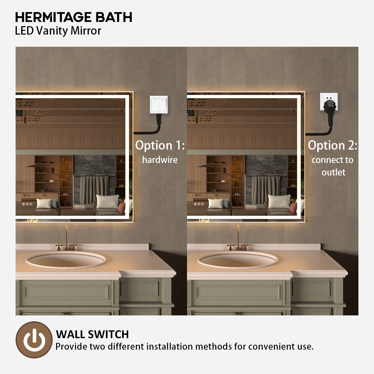 42 in. W x 36 in. H Rectangular Frameless LED Wall Bathroom Vanity Mirror
