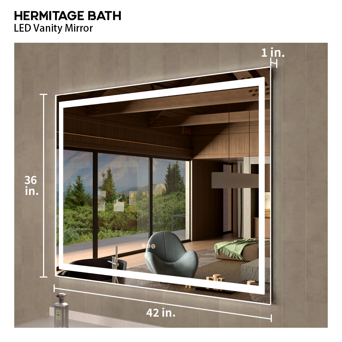 42 in. W x 36 in. H Rectangular Frameless LED Wall Bathroom Vanity Mirror