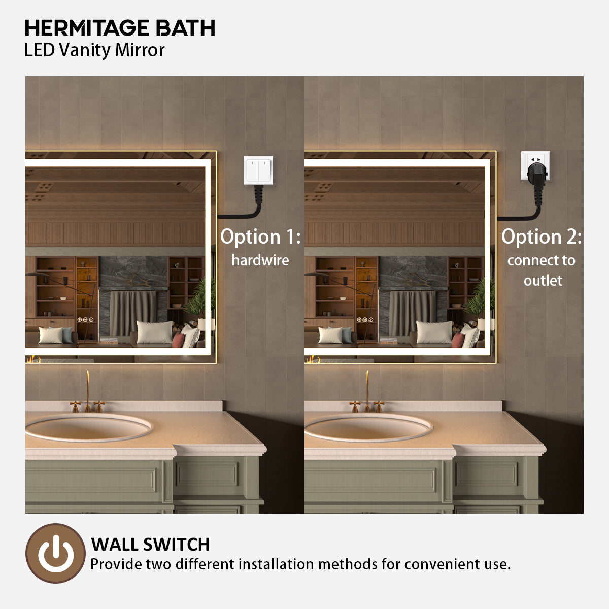 42 in. W x 36 in. H Rectangular Frameless LED Wall Bathroom Vanity Mirror