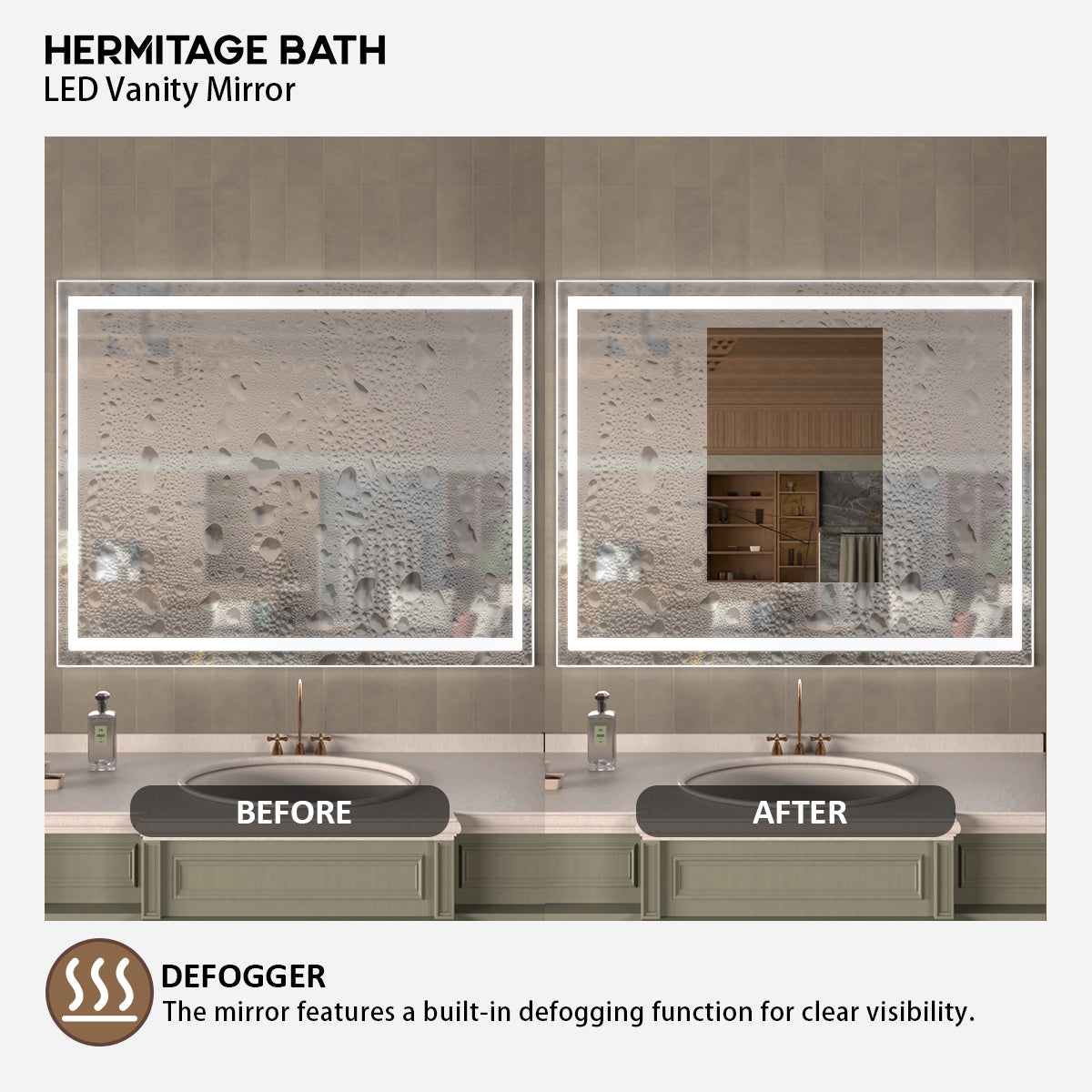 42 in. W x 36 in. H Rectangular Frameless LED Wall Bathroom Vanity Mirror