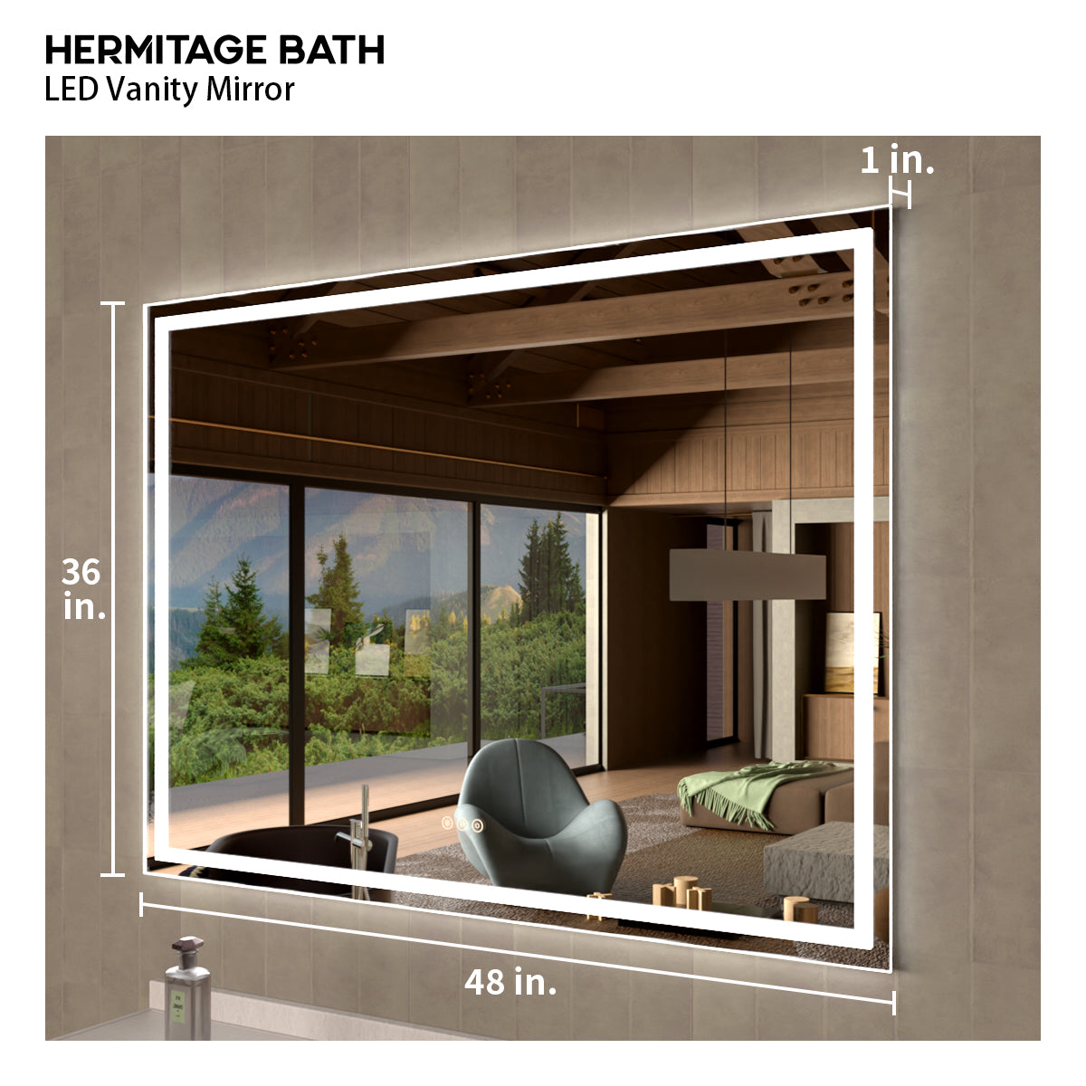 48 in. W x 36 in. H Rectangular Frameless LED Wall Bathroom Vanity Mirror