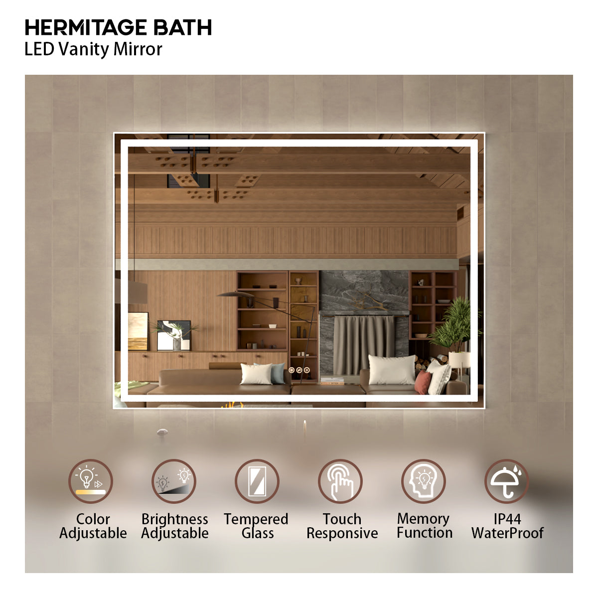 48 in. W x 36 in. H Rectangular Frameless LED Wall Bathroom Vanity Mirror