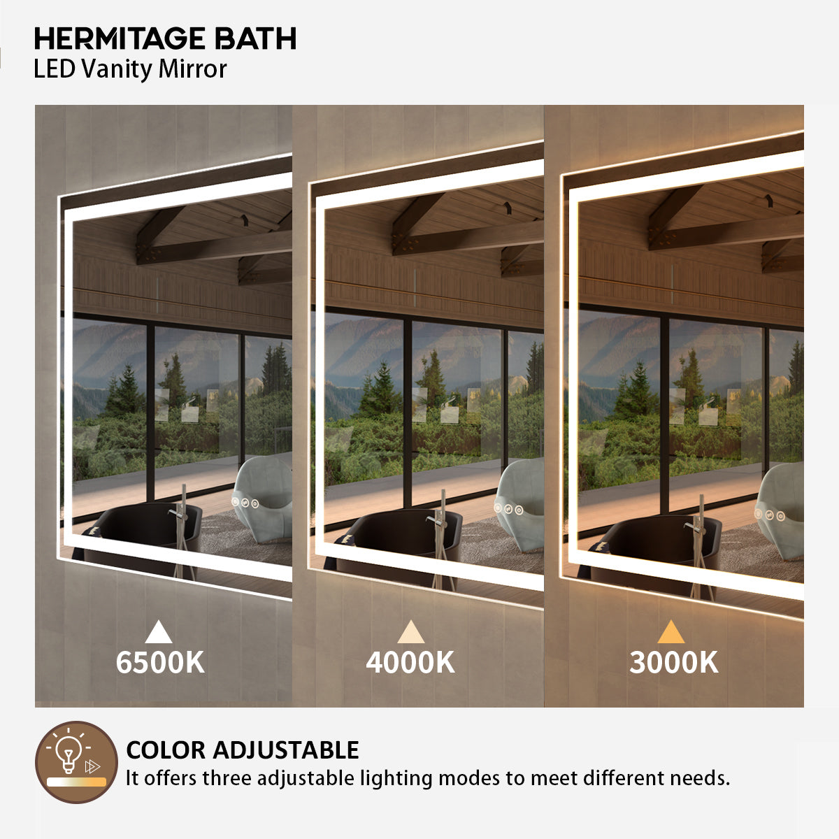 48 in. W x 36 in. H Rectangular Frameless LED Wall Bathroom Vanity Mirror