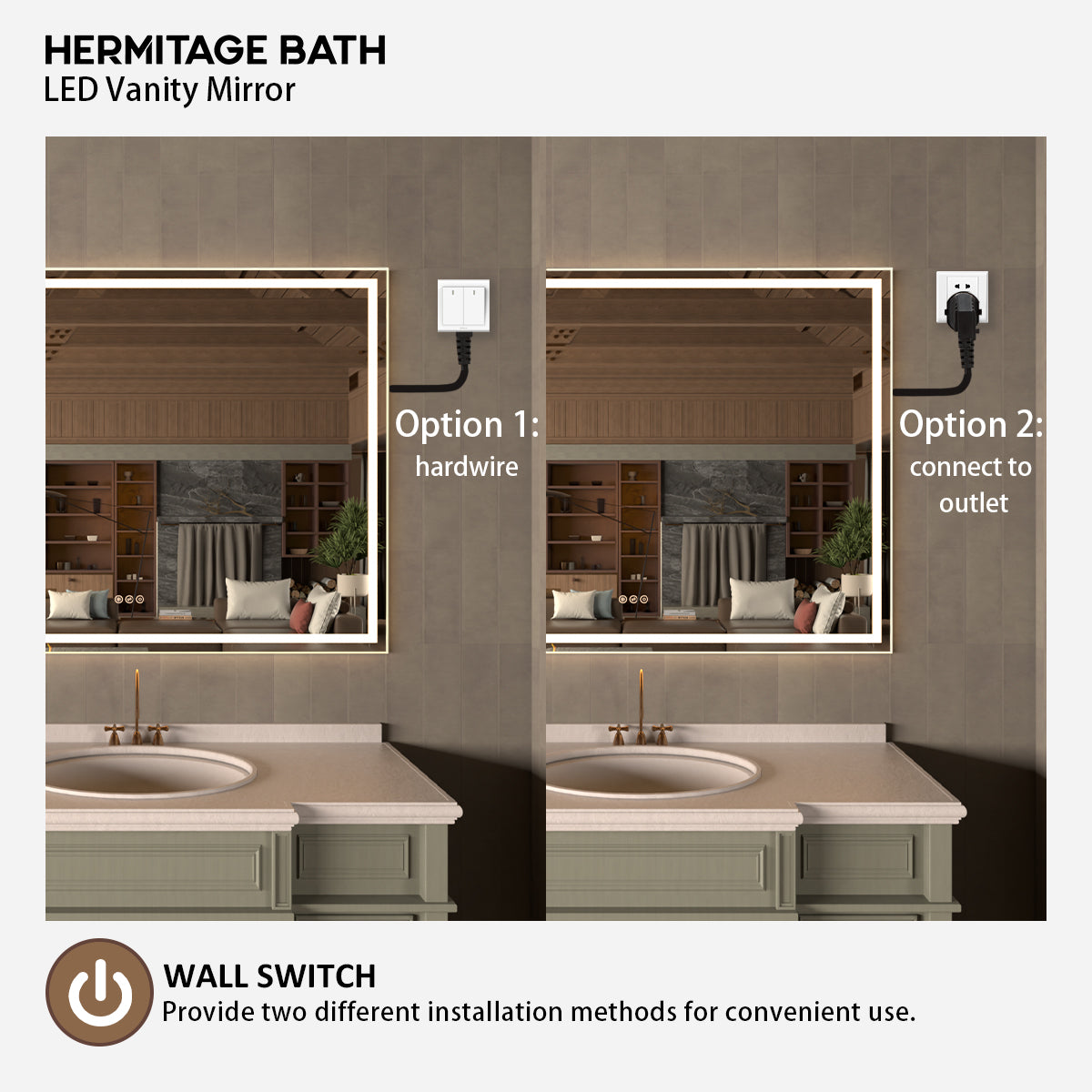 48 in. W x 36 in. H Rectangular Frameless LED Wall Bathroom Vanity Mirror