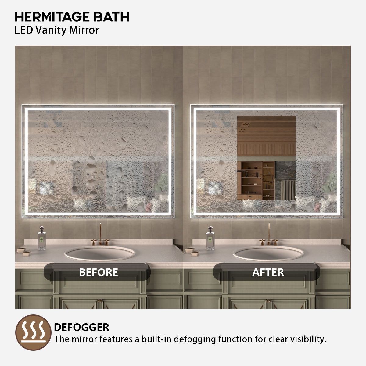 48 in. W x 36 in. H Rectangular Frameless LED Wall Bathroom Vanity Mirror