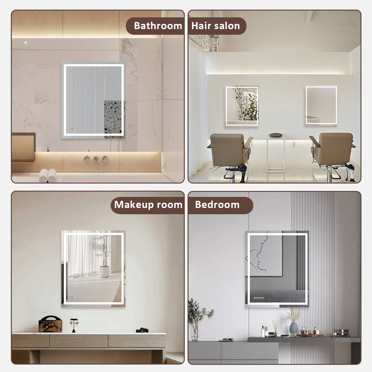 Swarm 48 in. W x 36 in. H Rectangular Frameless Radar LED Wall Bathroom Vanity Mirror