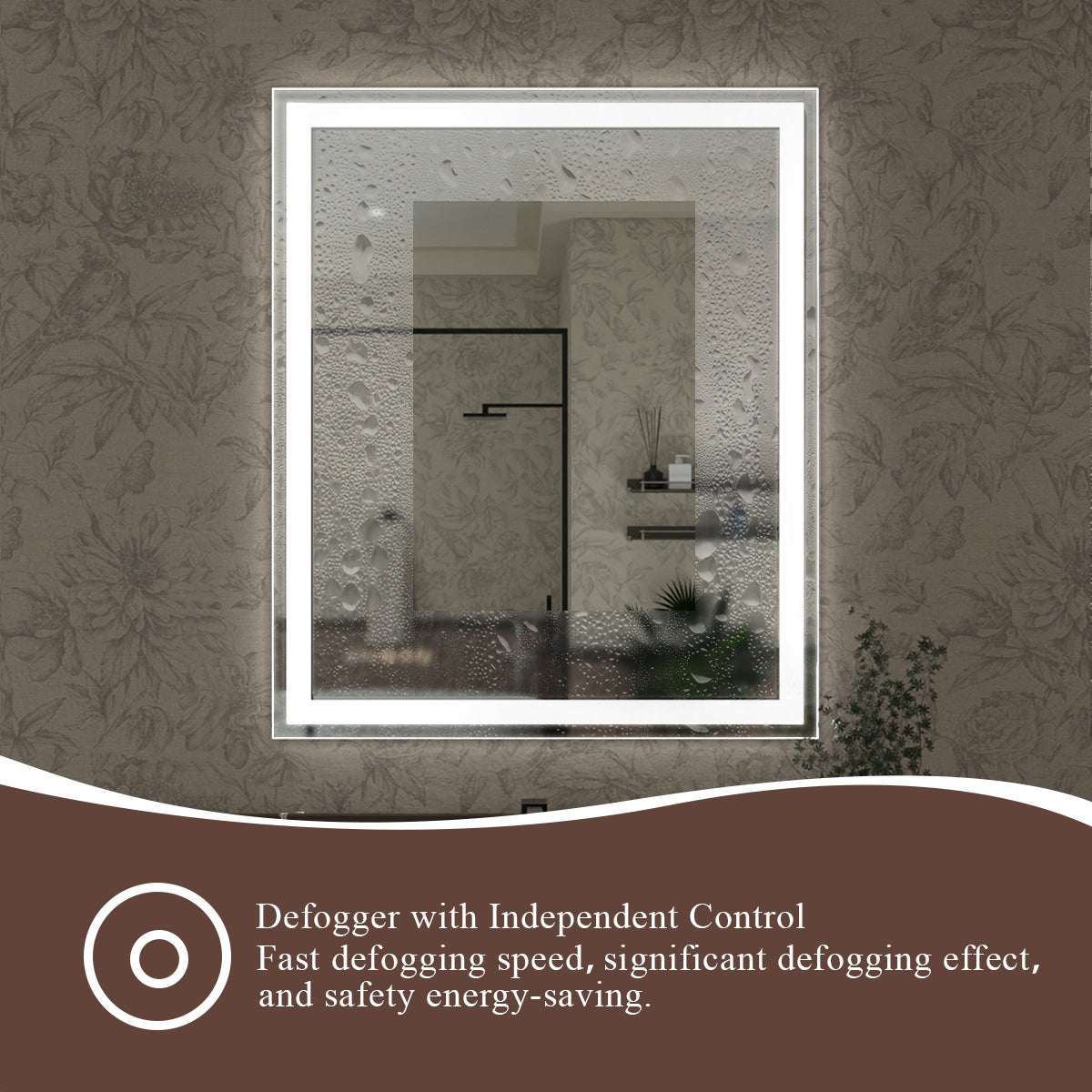 Swarm 48 in. W x 36 in. H Rectangular Frameless Radar LED Wall Bathroom Vanity Mirror