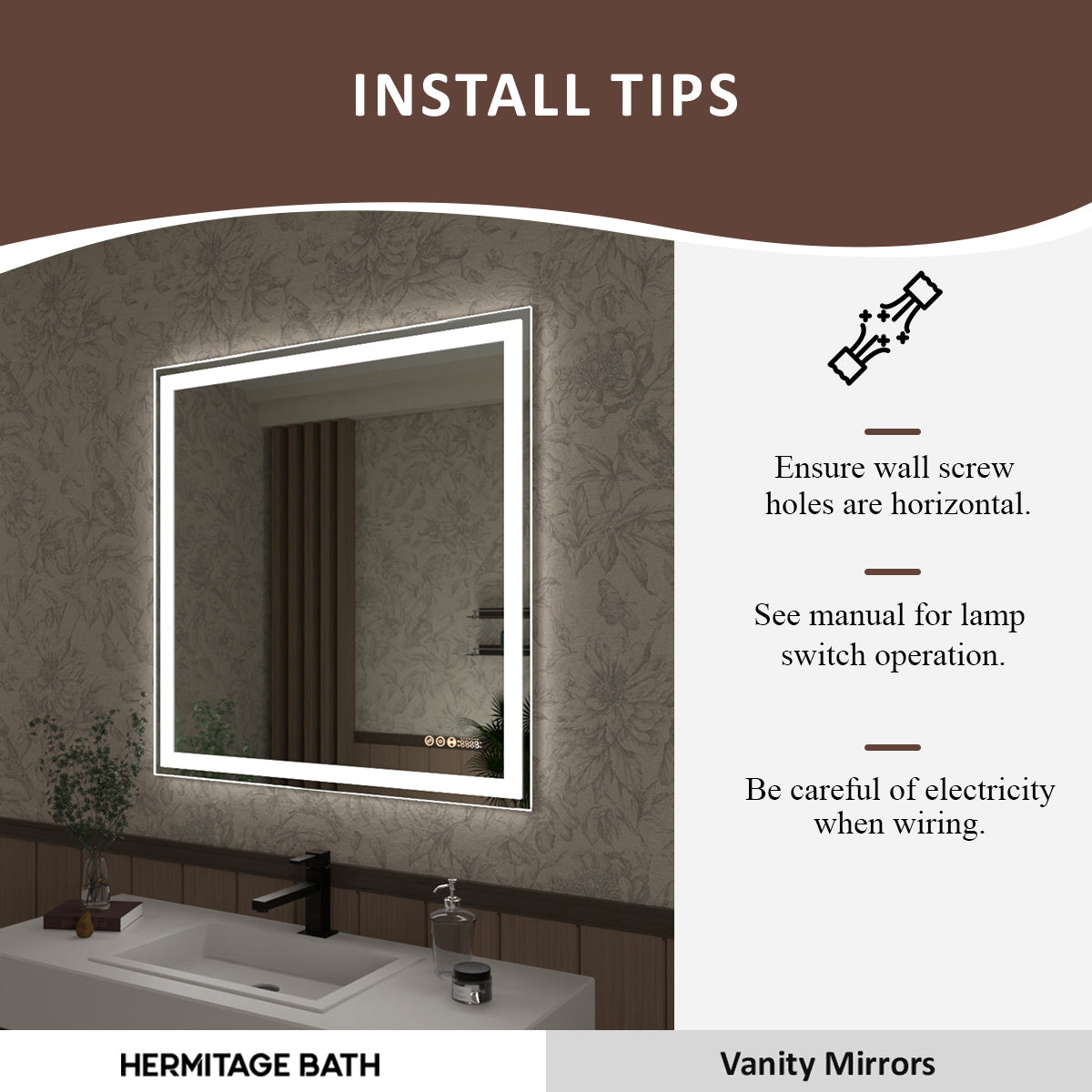 Swarm 60 in. W x 36 in. H Rectangular Frameless Radar LED Wall Bathroom Vanity Mirror