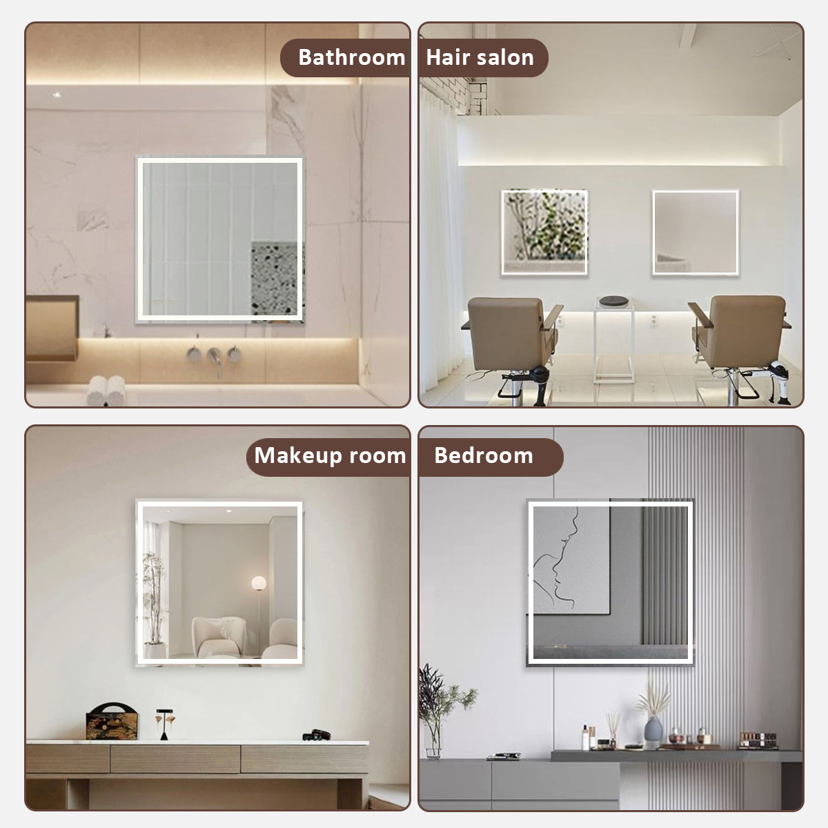 Swarm 48 in. W x 36 in. H Rectangular Frameless Radar LED Wall Bathroom Vanity Mirror