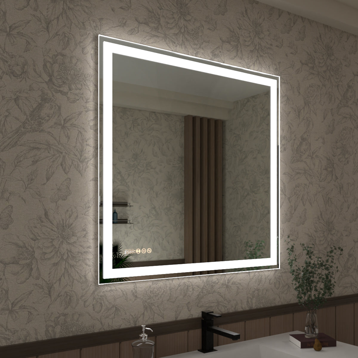 Swarm 48 in. W x 36 in. H Rectangular Frameless Radar LED Wall Bathroom Vanity Mirror