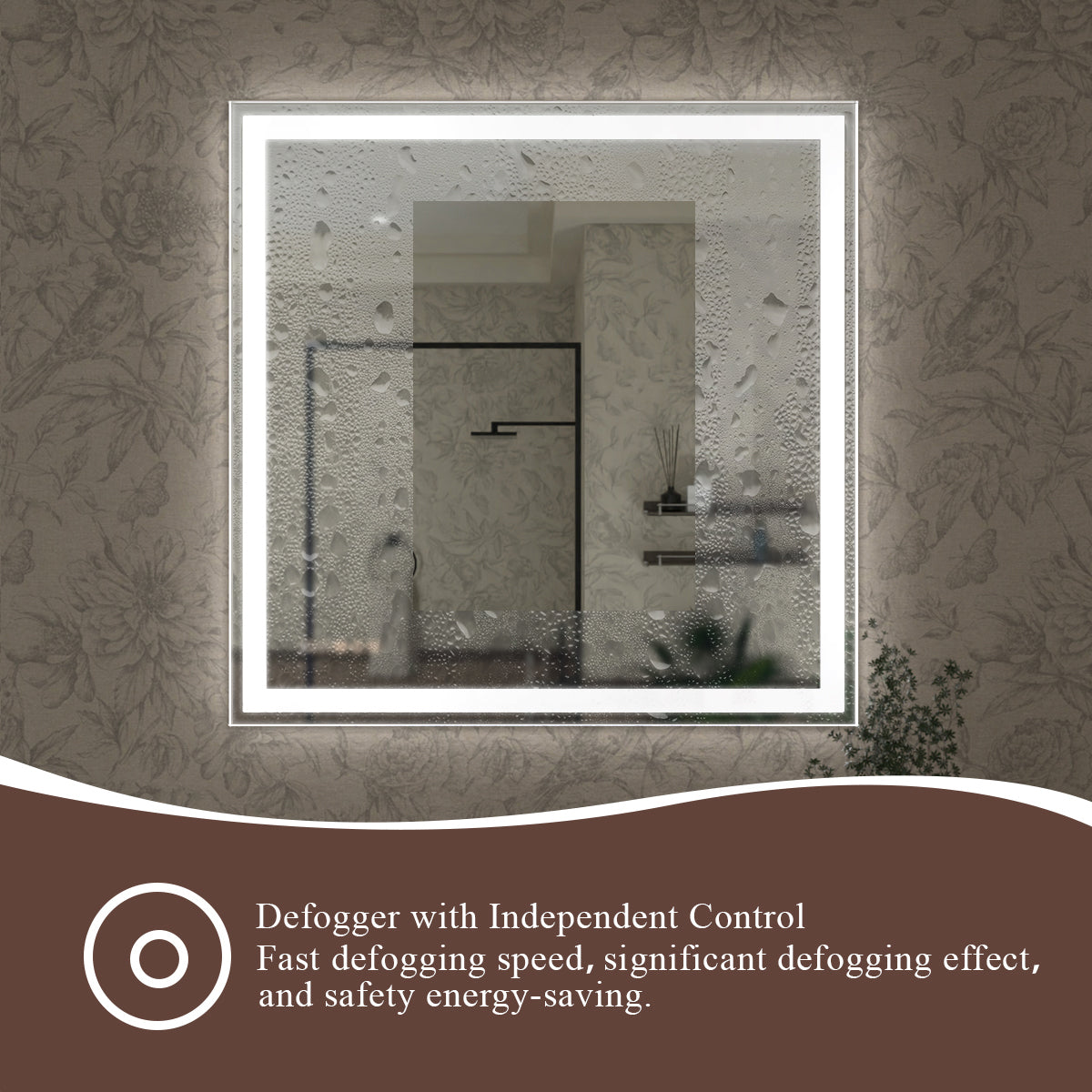 Swarm 48 in. W x 36 in. H Rectangular Frameless Radar LED Wall Bathroom Vanity Mirror