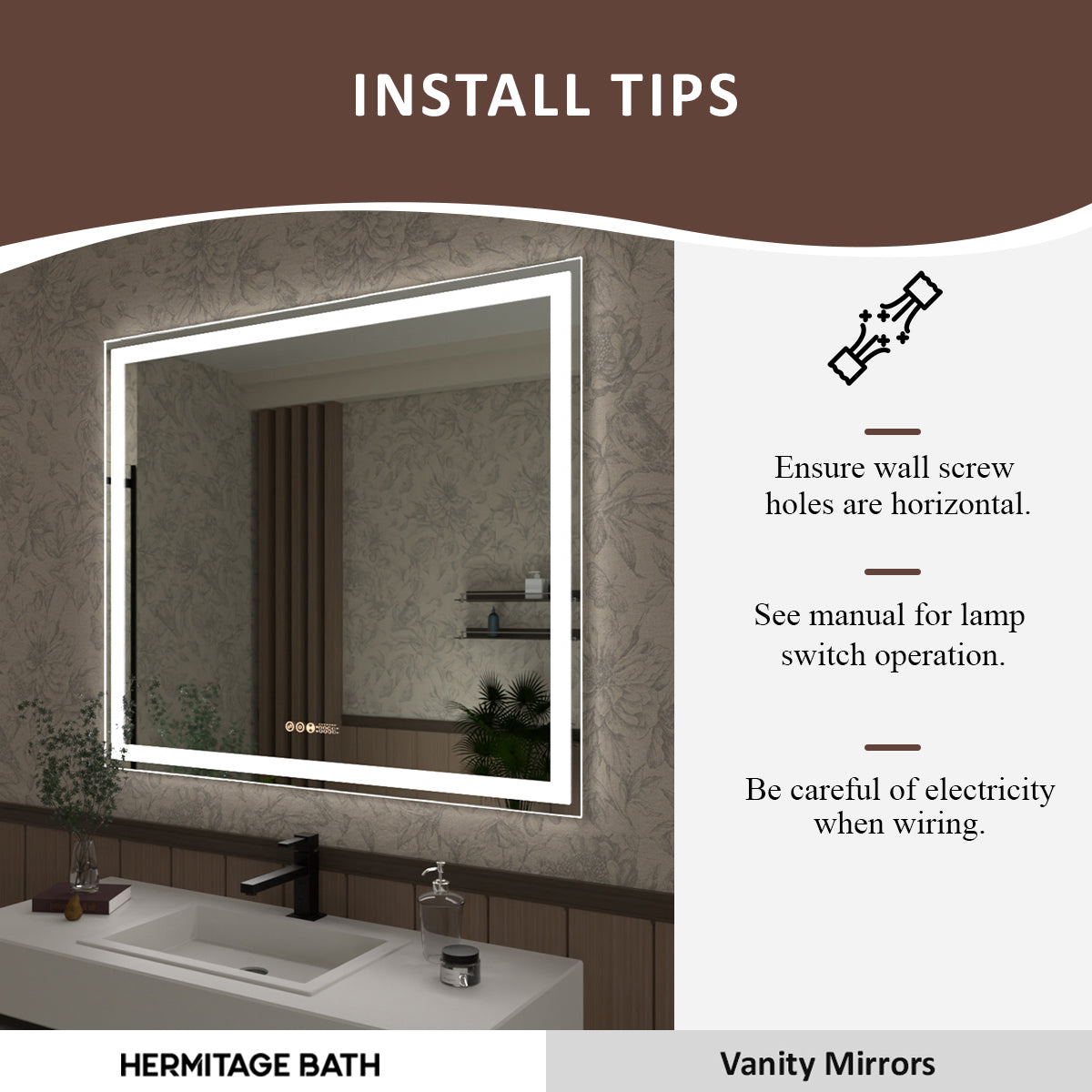 Swarm 60 in. W x 36 in. H Rectangular Frameless Radar LED Wall Bathroom Vanity Mirror