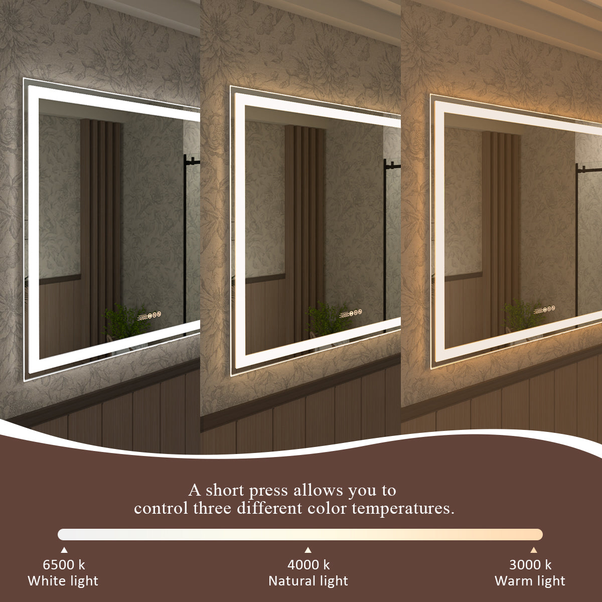 Swarm 48 in. W x 36 in. H Rectangular Frameless Radar LED Wall Bathroom Vanity Mirror
