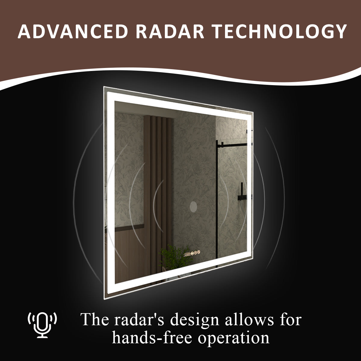 Swarm 48 in. W x 36 in. H Rectangular Frameless Radar LED Wall Bathroom Vanity Mirror
