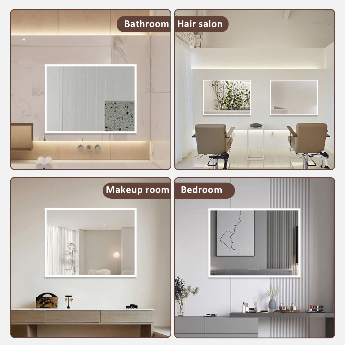 Swarm 48 in. W x 36 in. H Rectangular Frameless Radar LED Wall Bathroom Vanity Mirror