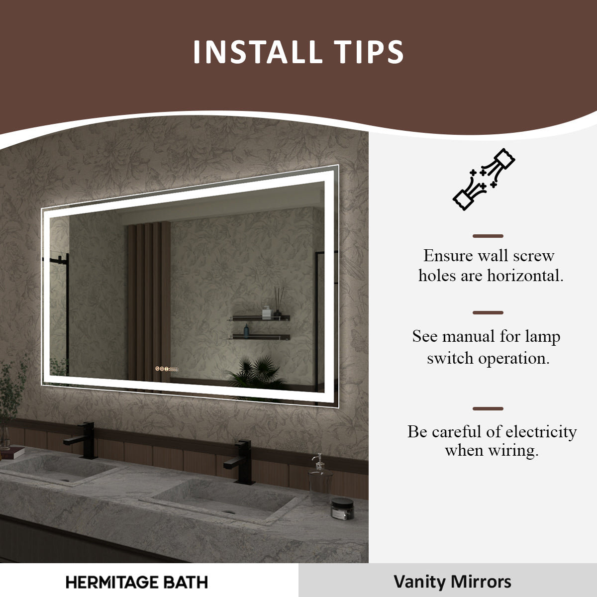 Swarm 24 in. W x 36 in. H Rectangular Frameless Radar LED Wall Bathroom Vanity Mirror