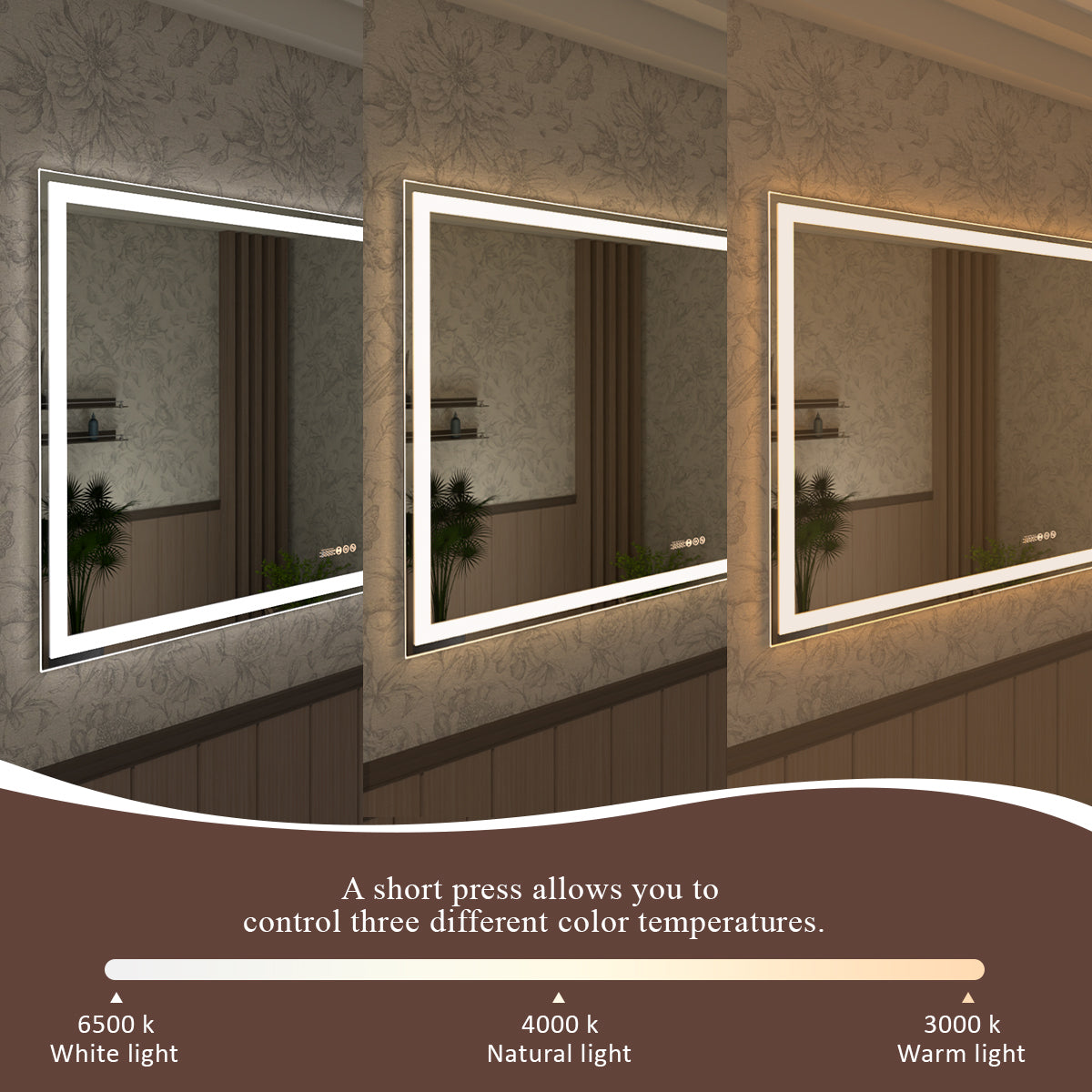 Swarm 60 in. W x 36 in. H Rectangular Frameless Radar LED Wall Bathroom Vanity Mirror