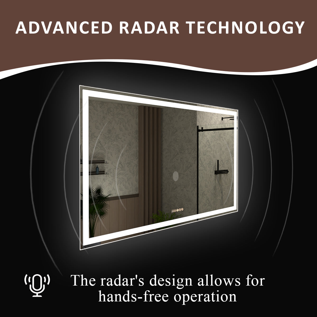 Swarm 48 in. W x 36 in. H Rectangular Frameless Radar LED Wall Bathroom Vanity Mirror