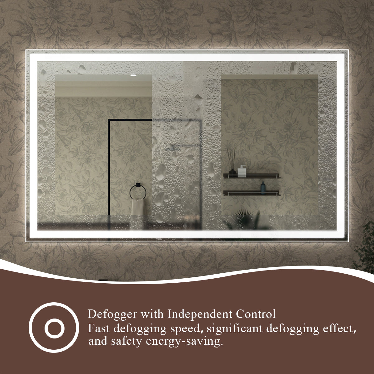 Swarm 60 in. W x 36 in. H Rectangular Frameless Radar LED Wall Bathroom Vanity Mirror