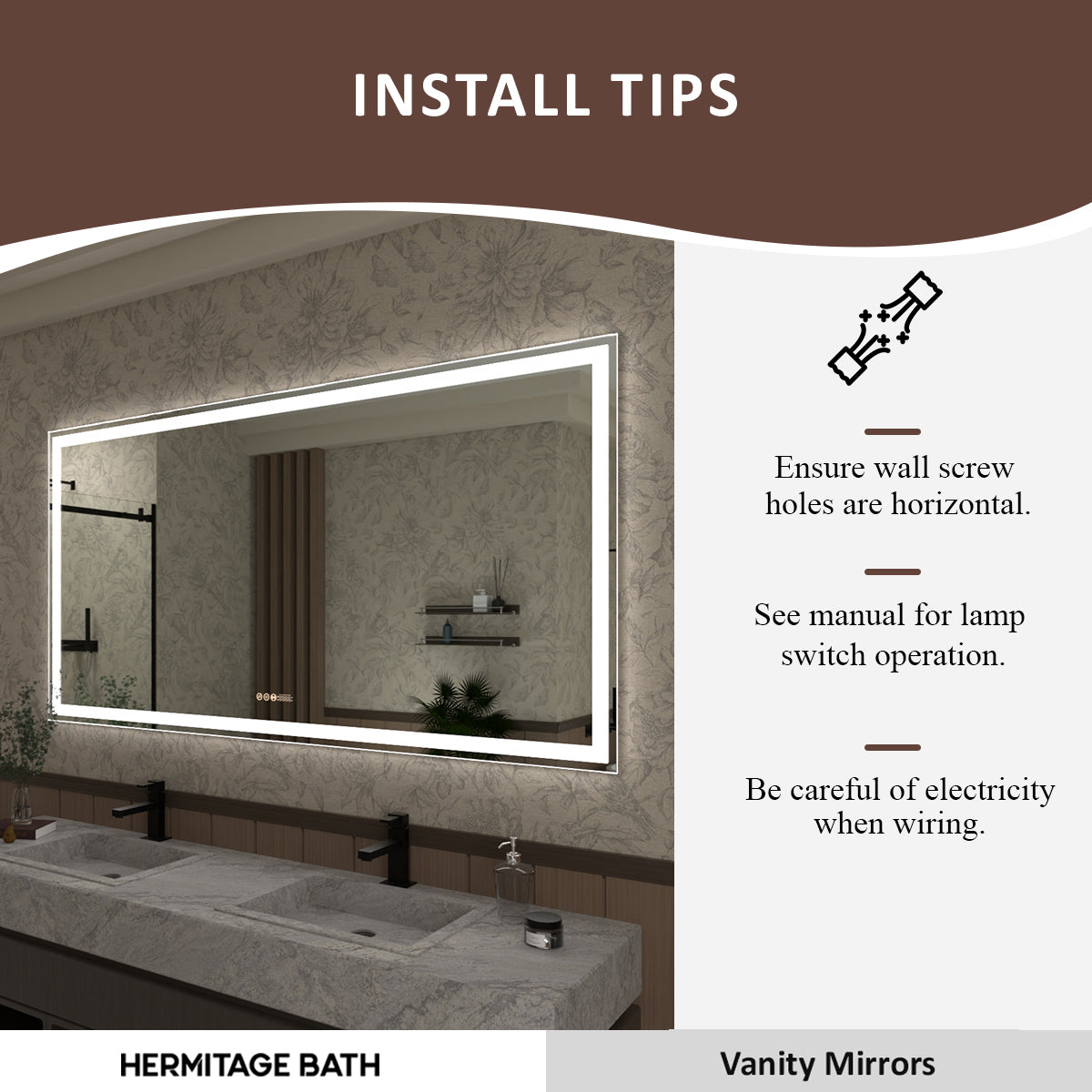 Swarm 24 in. W x 36 in. H Rectangular Frameless Radar LED Wall Bathroom Vanity Mirror
