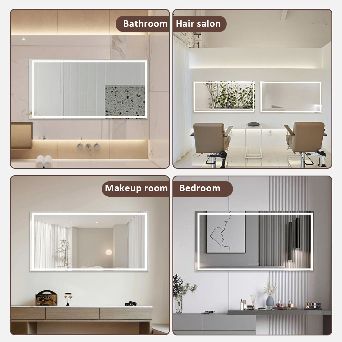Swarm 48 in. W x 36 in. H Rectangular Frameless Radar LED Wall Bathroom Vanity Mirror