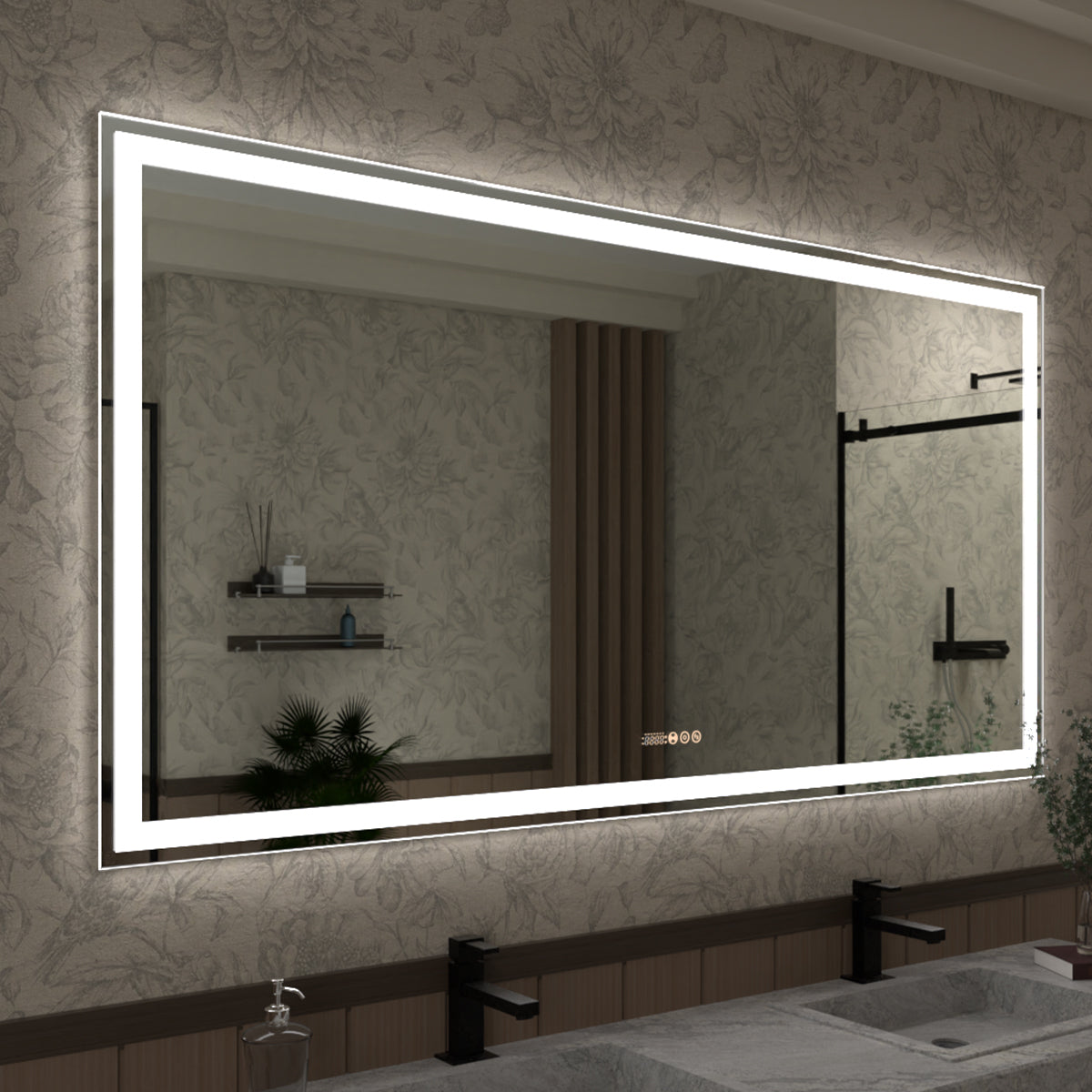 Swarm 48 in. W x 36 in. H Rectangular Frameless Radar LED Wall Bathroom Vanity Mirror