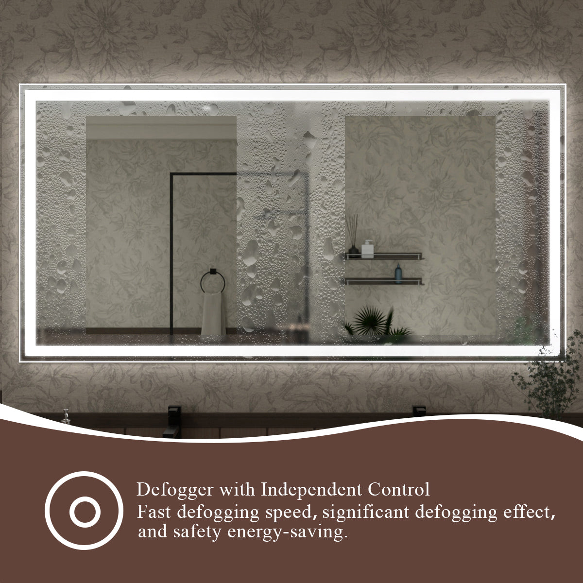 Swarm 60 in. W x 36 in. H Rectangular Frameless Radar LED Wall Bathroom Vanity Mirror