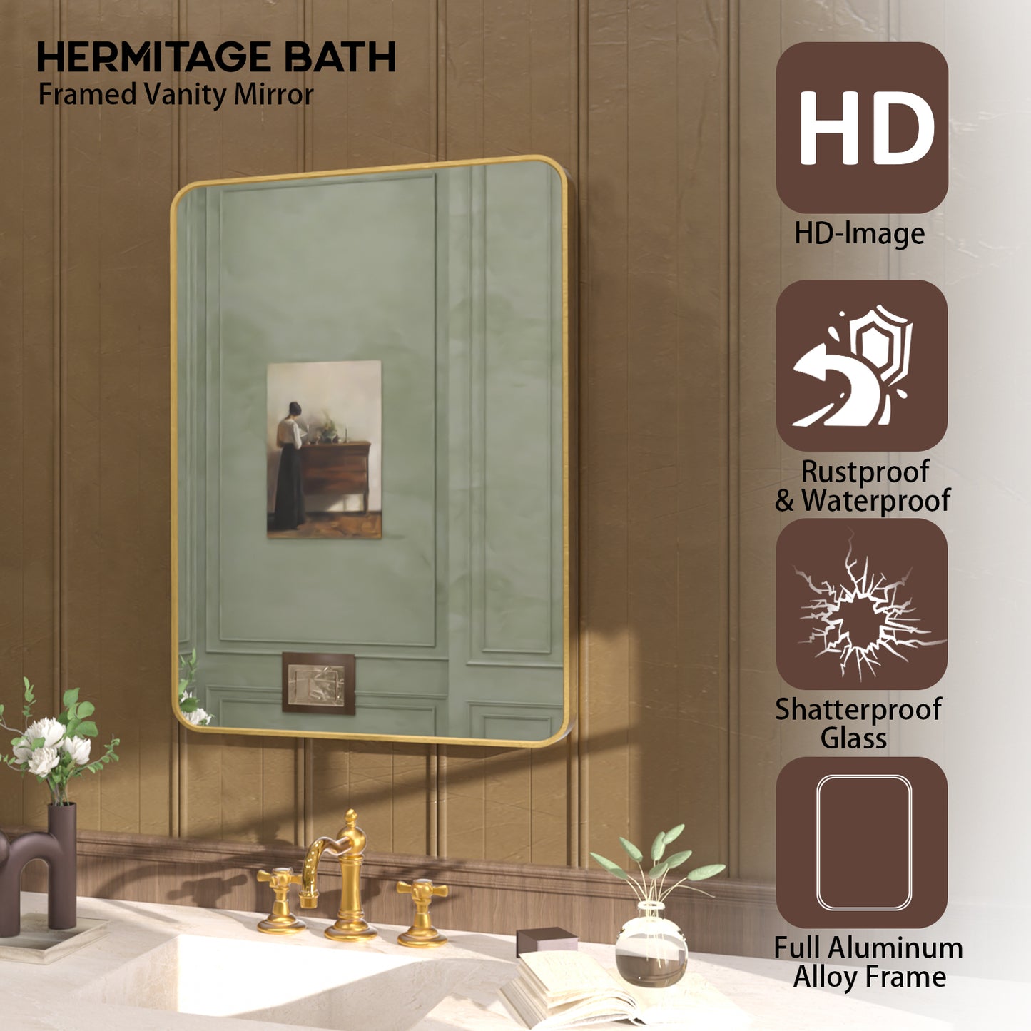 Cosy 24 in. W x 32 in. H Rectangular Framed Wall Bathroom Vanity Mirror
