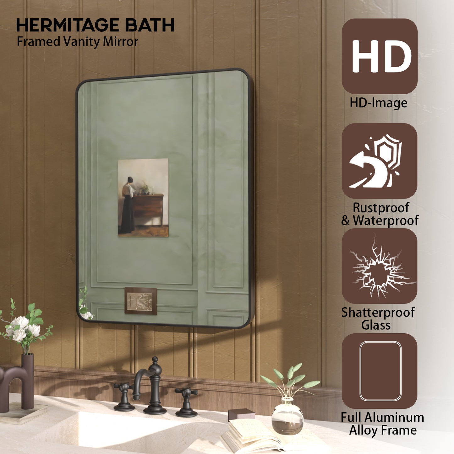 Cosy 24 in. W x 32 in. H Rectangular Framed Wall Bathroom Vanity Mirror